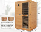 2-Person Far Infrared Wooden Sauna Room with Red Light Panel - Refined Wellness Products
