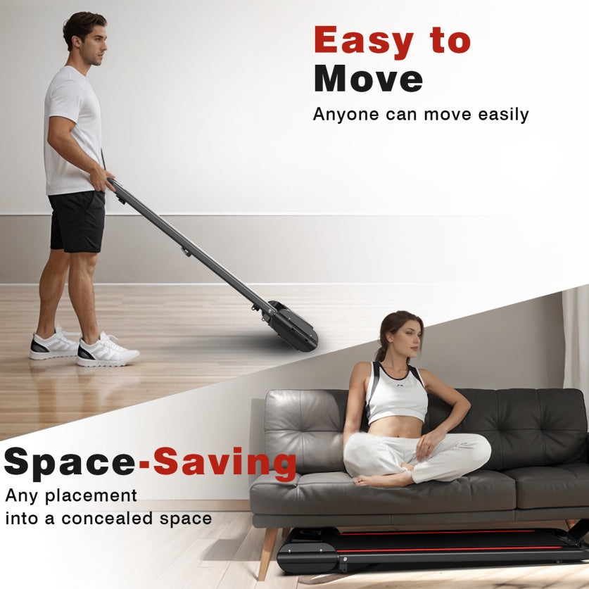 Compact 2-in-1 Folding Home Treadmill with Quiet 2.25HP Motor & Remote Control