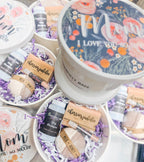 Personalized Organic Spa Gift Bundle with Custom Engraved Lid & Bath Essentials