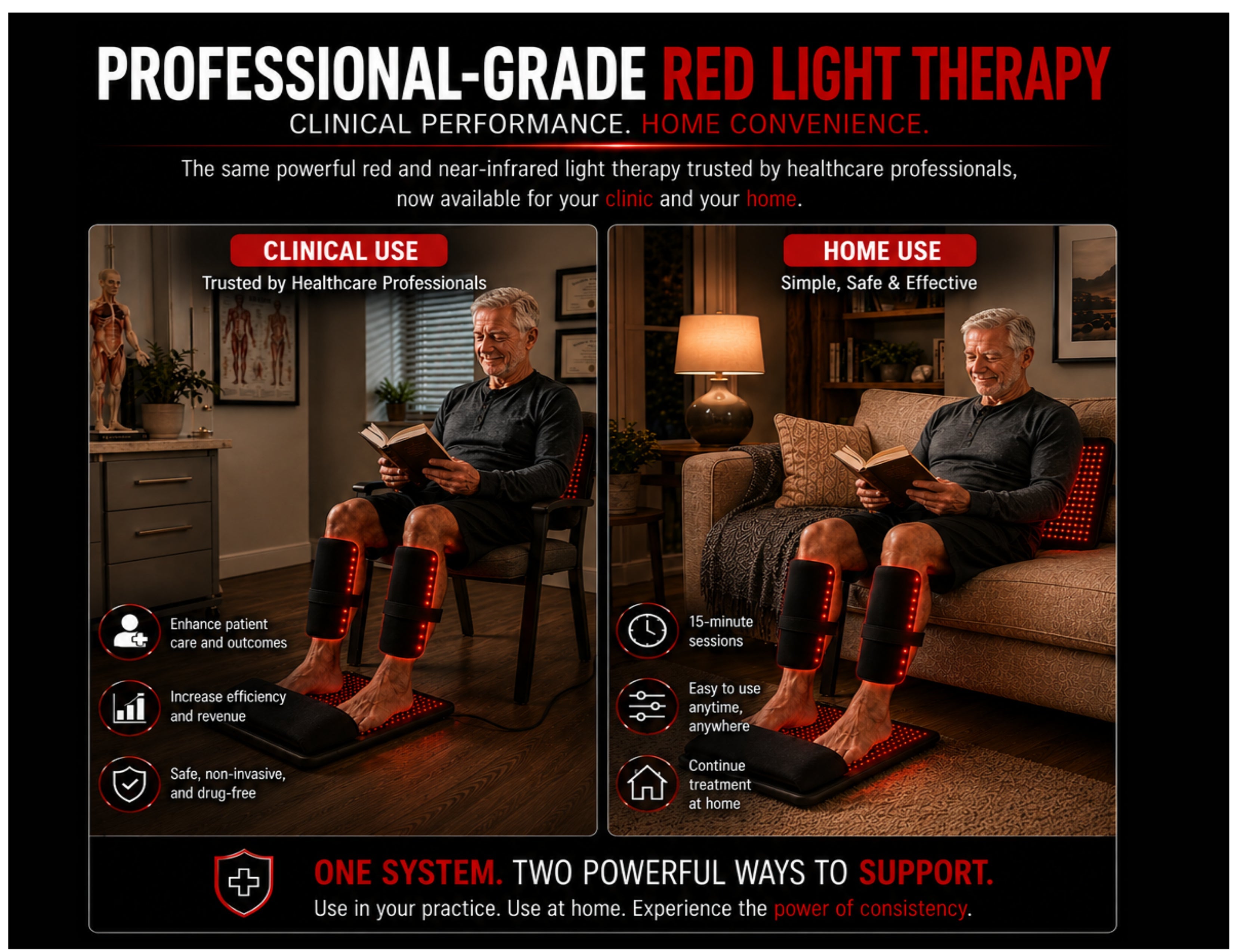 Red Light Neuropathy and Circulation Support System for Feet, Calves, Lower Back
