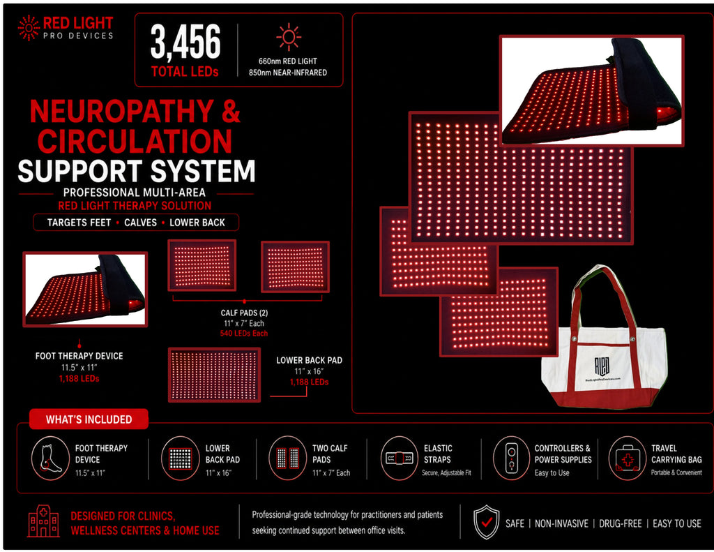 Red Light Neuropathy and Circulation Support System for Feet, Calves, Lower Back