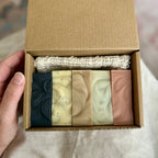 Natural Bar Soap Flight Gift Set with Botanical Essential Oils & Sisal Soap Saver Bag