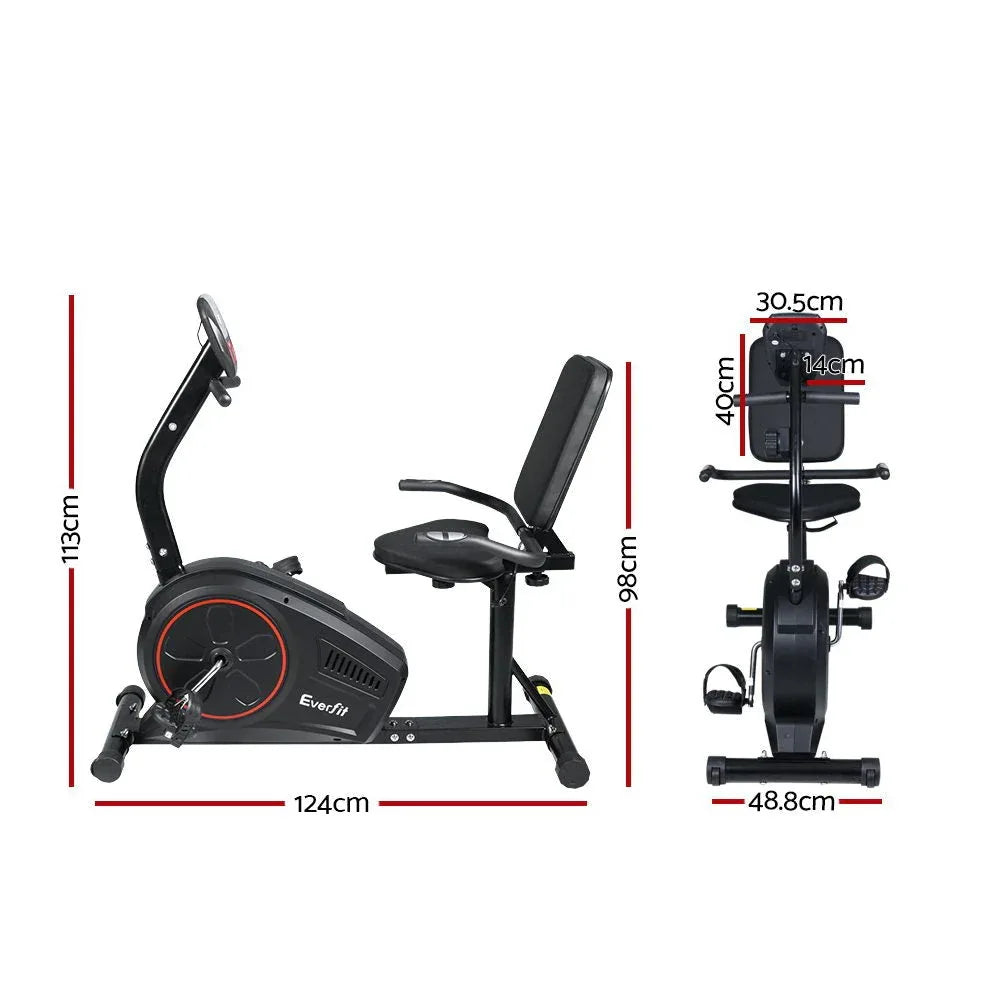 Everfit Magnetic Recumbent Exercise Bike with Lumbar Support & Silent Resistance