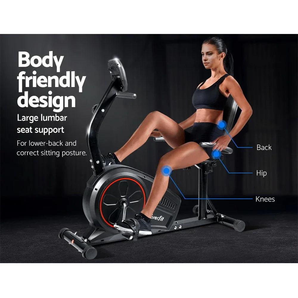 Everfit Magnetic Recumbent Exercise Bike with Lumbar Support & Silent Resistance