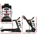 Everfit Electric Treadmill with Auto Incline, Shock Absorption & Multifunctional Fitness Set