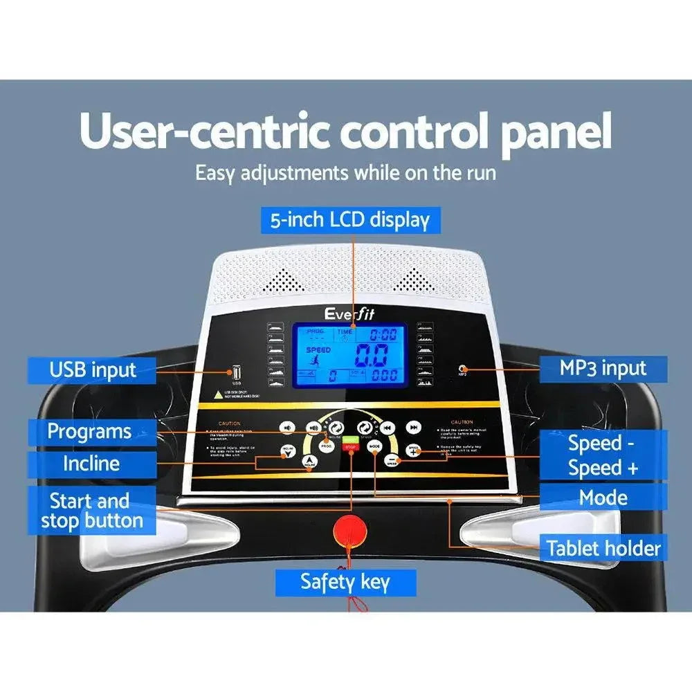 Everfit Electric Treadmill with Auto Incline, Shock Absorption & Multifunctional Fitness Set