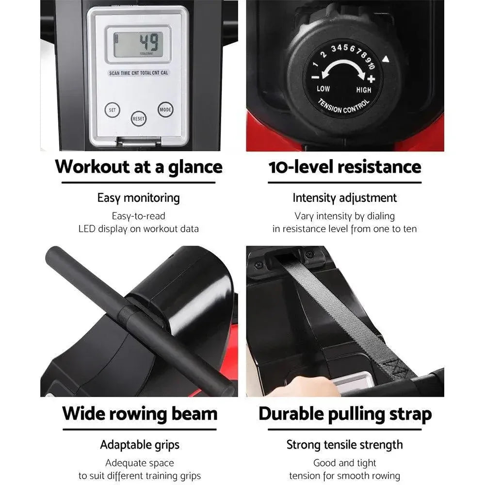 Everfit Magnetic Flywheel Rowing Exercise Machine with 10 Resistance Levels