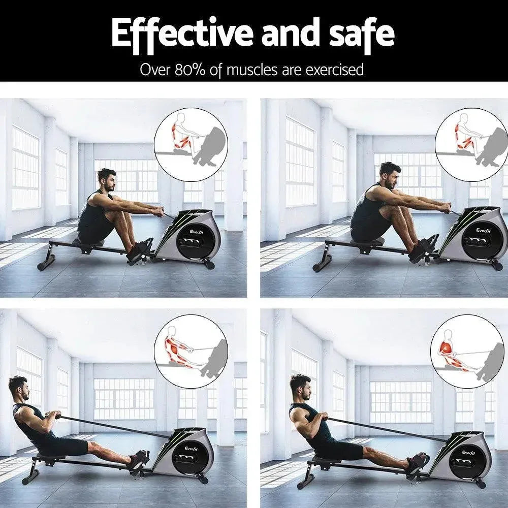 Everfit Elastic Rope Rowing Machine with 4 Resistance Levels & LCD Display