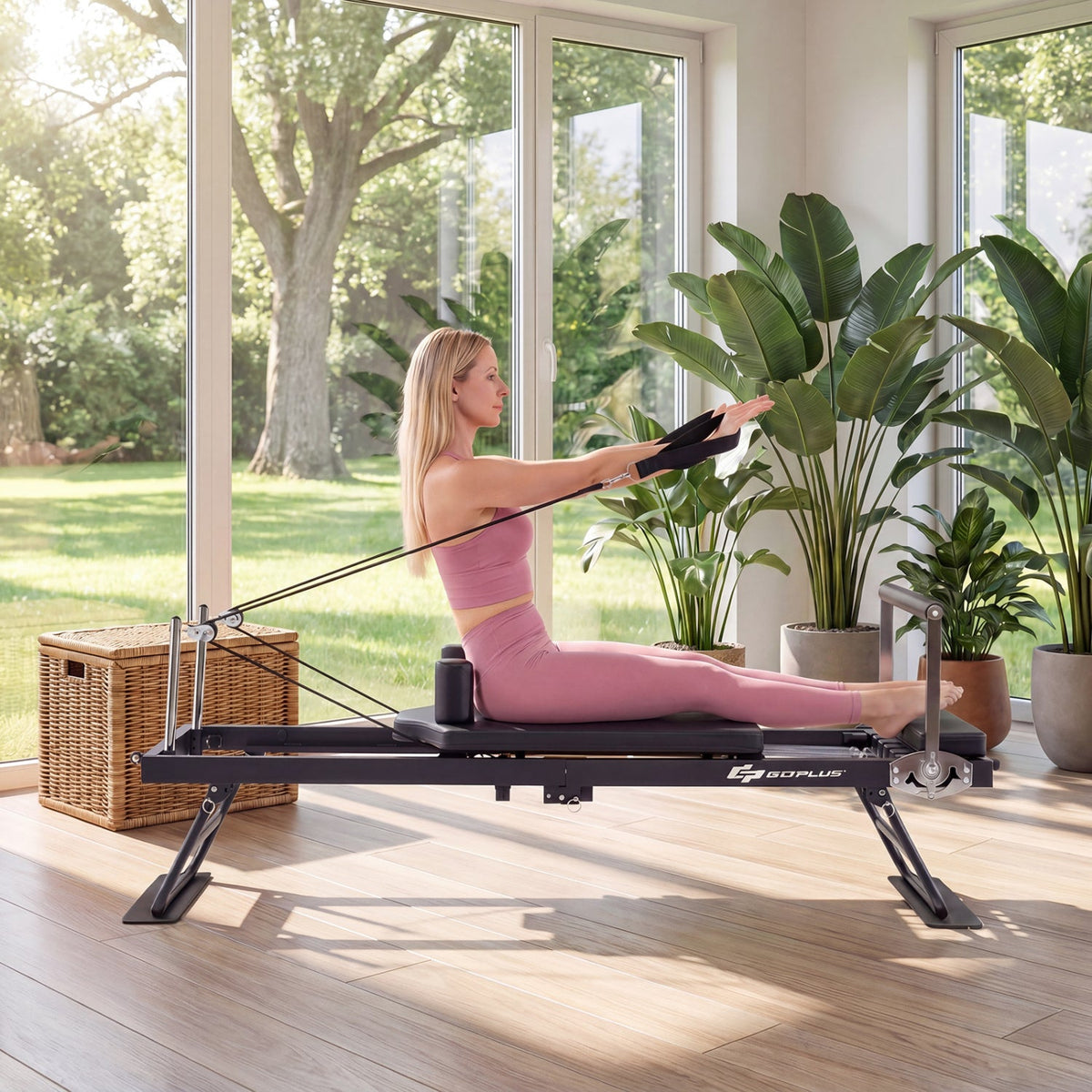 Foldable Pilates Reformer Machine for Home Gym – Adjustable Full-Body Resistance Fitness Equipment
