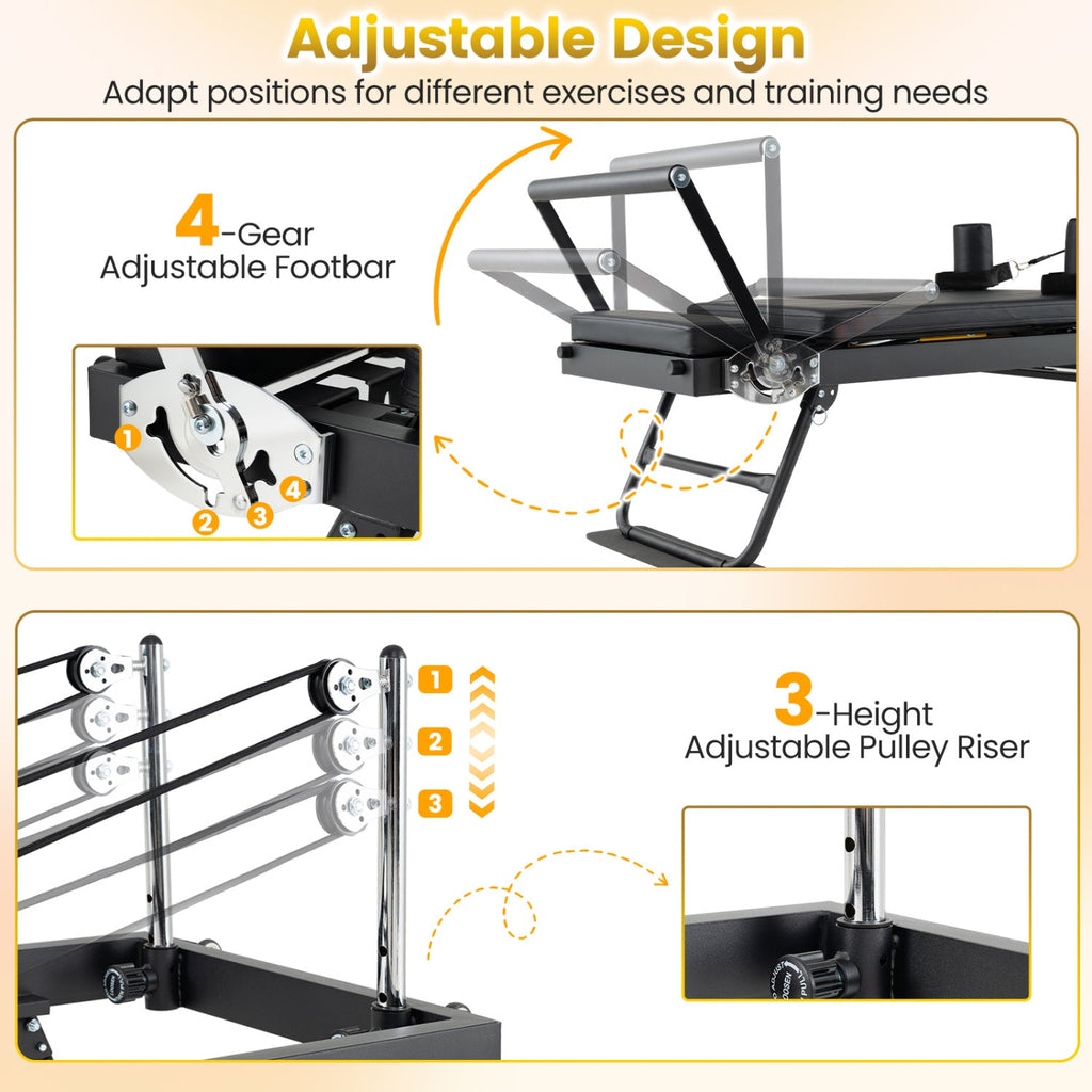 Foldable Pilates Reformer Machine for Home Gym – Adjustable Full-Body Resistance Fitness Equipment