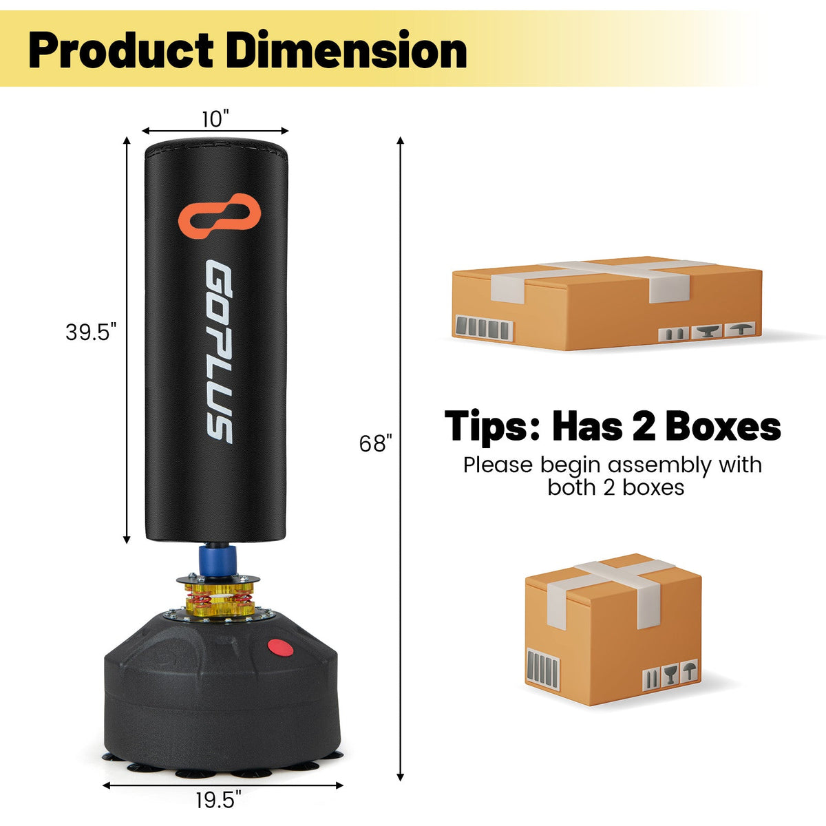 Freestanding Heavy Punching Bag with Noise-Dampening Shock Absorption Base