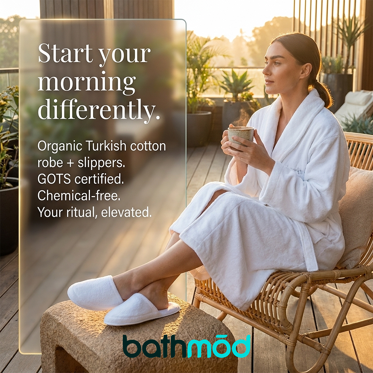Ultra-Plush GOTS-Certified Organic Turkish Cotton Robe & Matching Slipper Set