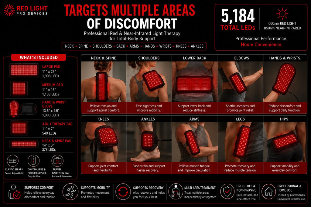 Red Light Pain Relief Kit – 5 Devices for Full-Body Relief