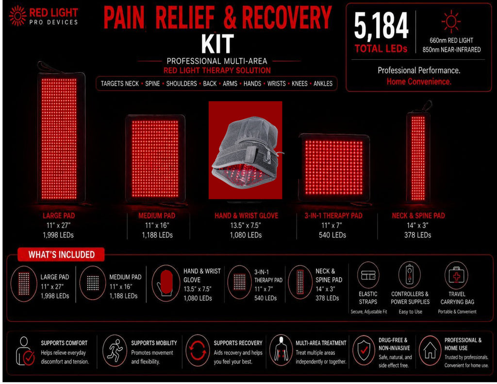 Red Light Pain Relief Kit – 5 Devices for Full-Body Relief