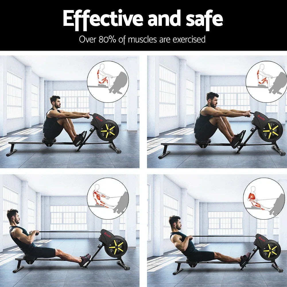 Everfit Air Resistance Rowing Machine with 8 Adjustment Levels & LCD Display