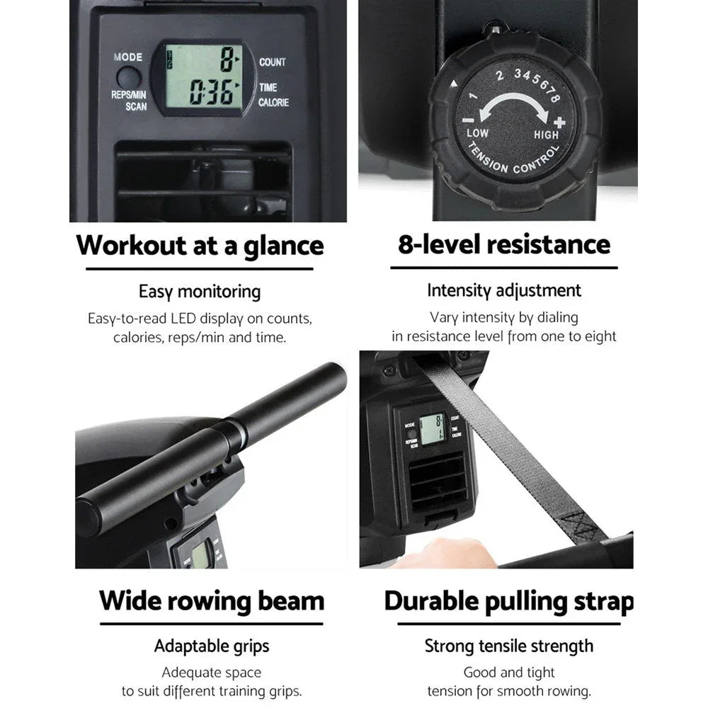 Everfit Air Resistance Rowing Machine with 8 Adjustment Levels & LCD Display