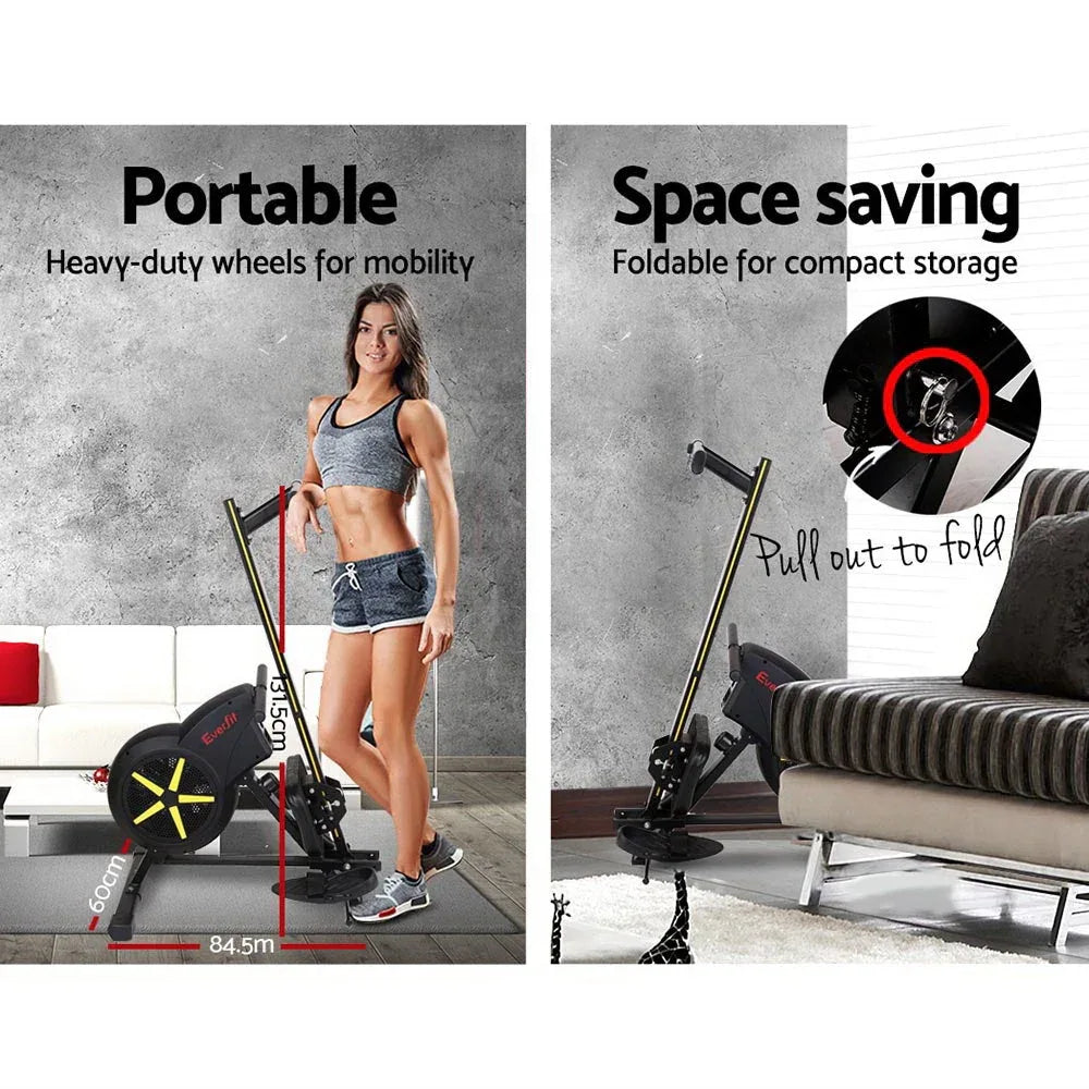 Everfit Air Resistance Rowing Machine with 8 Adjustment Levels & LCD Display