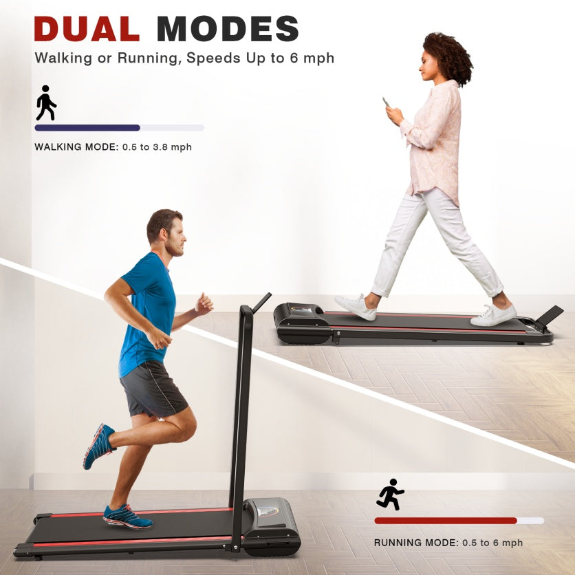 Compact 2-in-1 Folding Home Treadmill with Quiet 2.25HP Motor & Remote Control