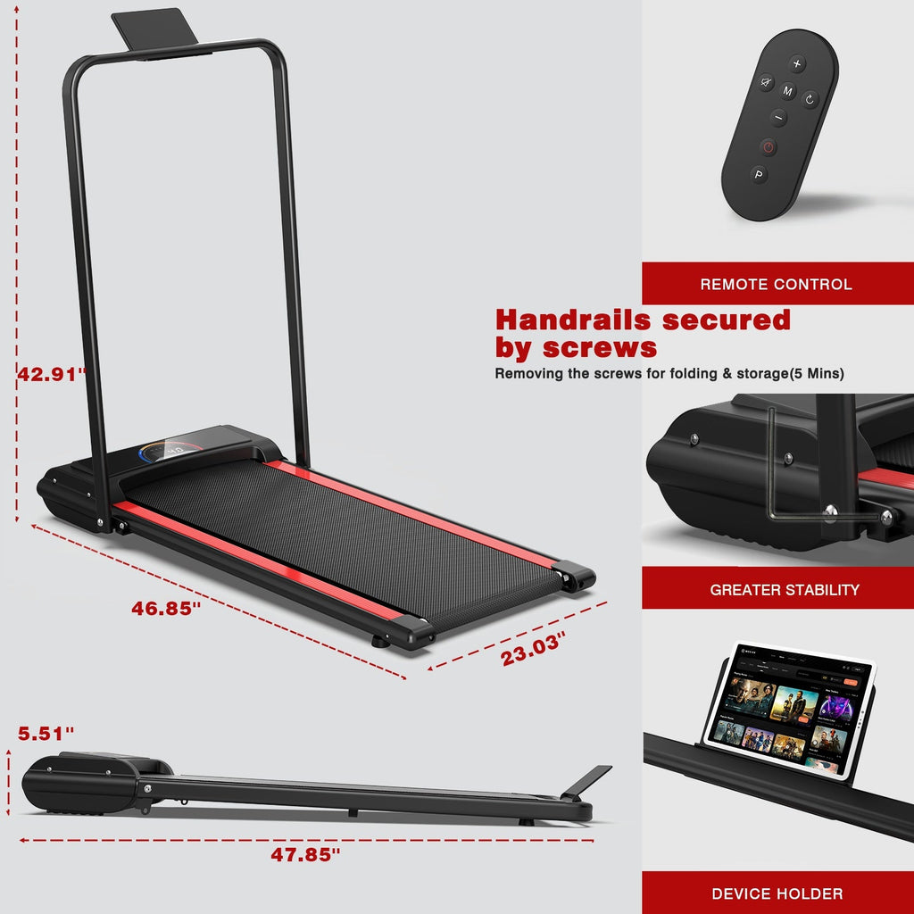 Compact 2-in-1 Folding Home Treadmill with Quiet 2.25HP Motor & Remote Control