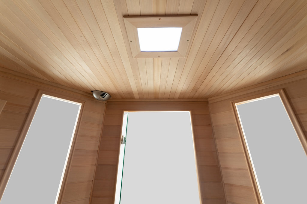 Blisspod, Vienna, Corner Spacious Far Infrared Sauna Canadian Hemlock Ultra Low EMF, 12 Heaters, 4-5 Persons - Refined Wellness Products