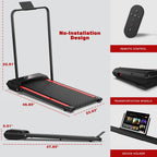 Compact 2-in-1 Folding Home Treadmill with Quiet 2.25HP Motor & Remote Control