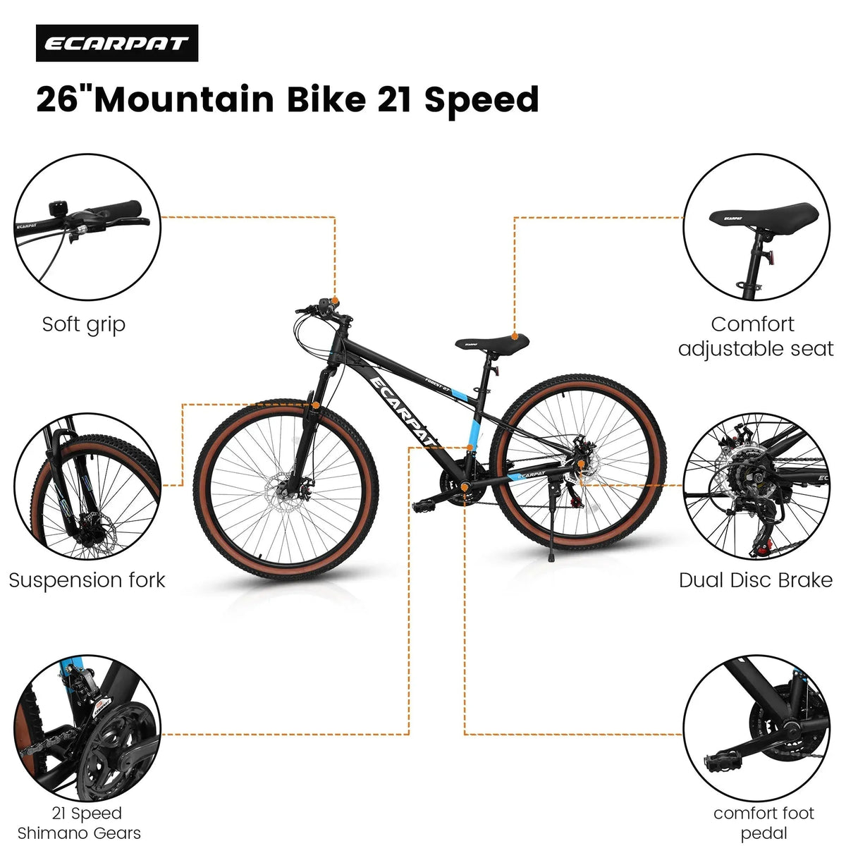 Carpat™ MTB Velocity 27 – 27.5" Aluminum Mountain Bike (21-Speed, - Refined Wellness Products