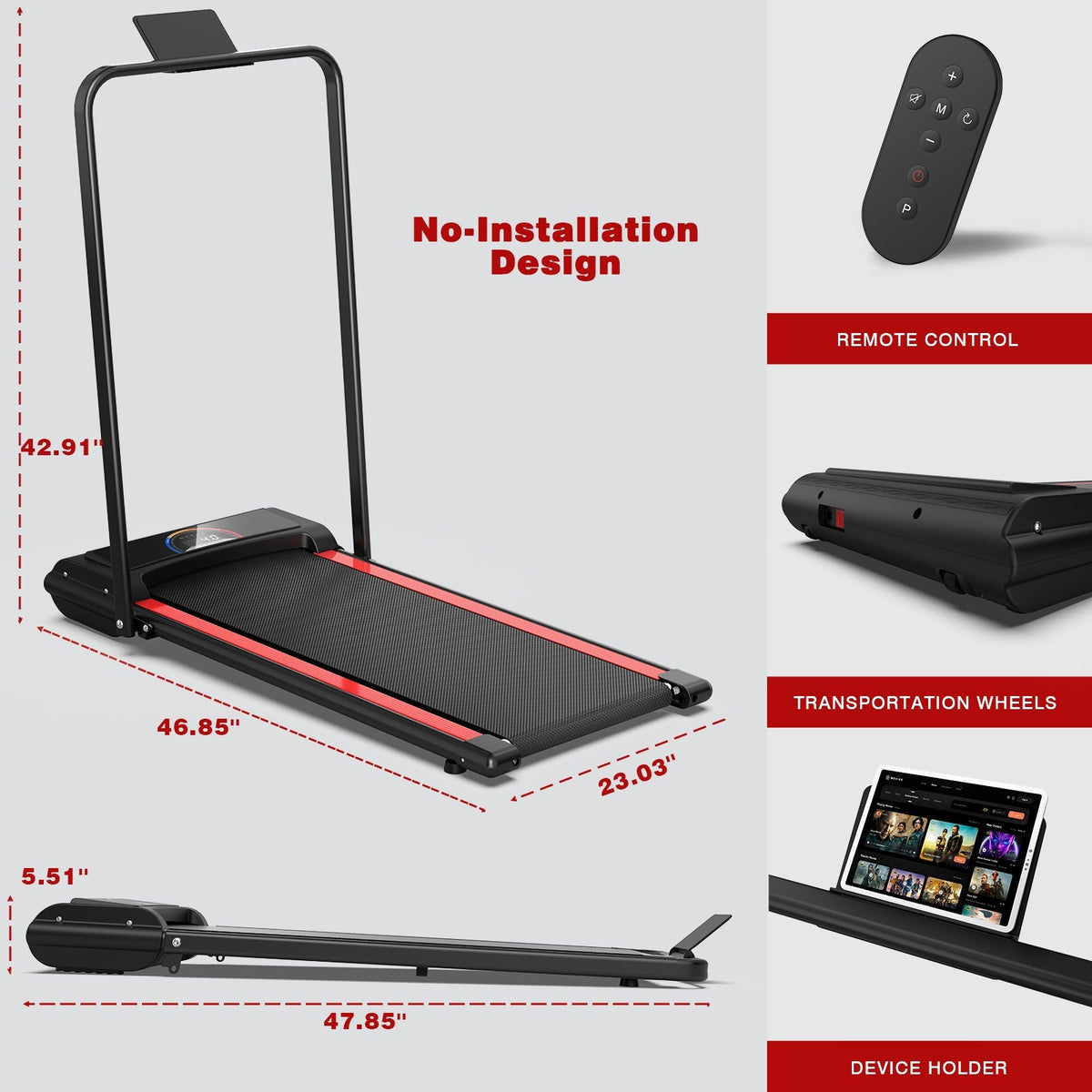 Compact 2-in-1 Folding Home Treadmill with Quiet 2.25HP Motor & Remote Control - Refined Wellness Products