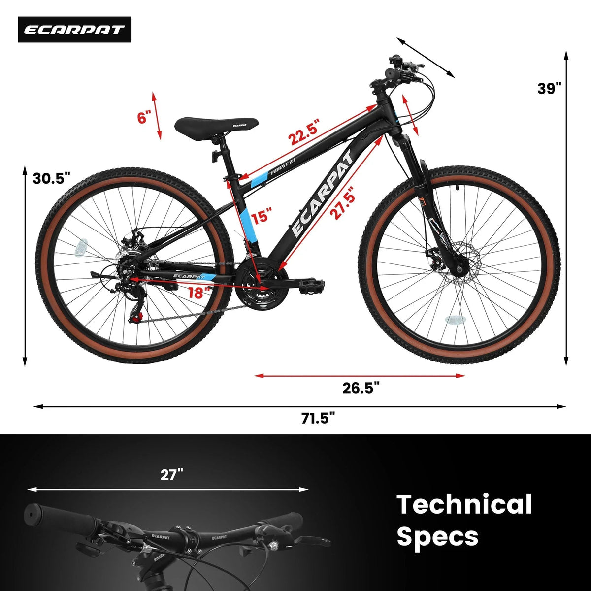 Carpat™ MTB Velocity 27 – 27.5" Aluminum Mountain Bike (21-Speed,