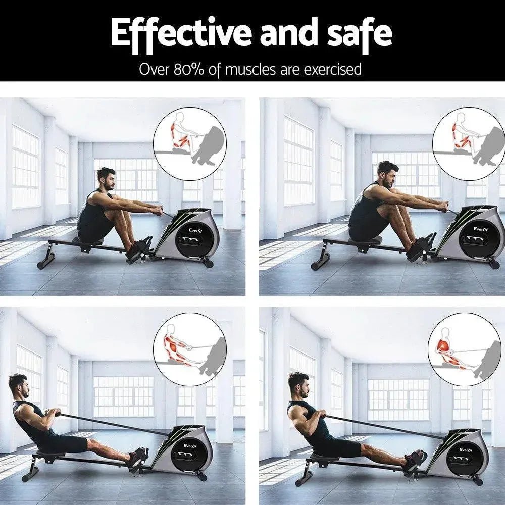 Everfit Elastic Rope Rowing Machine with 4 Resistance Levels & LCD Display - Refined Wellness Products