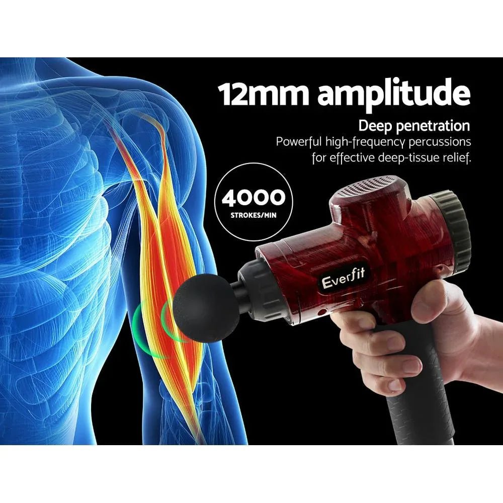 Everfit Handheld Percussion Massage Gun with Smart Touch LCD Display - Refined Wellness Products