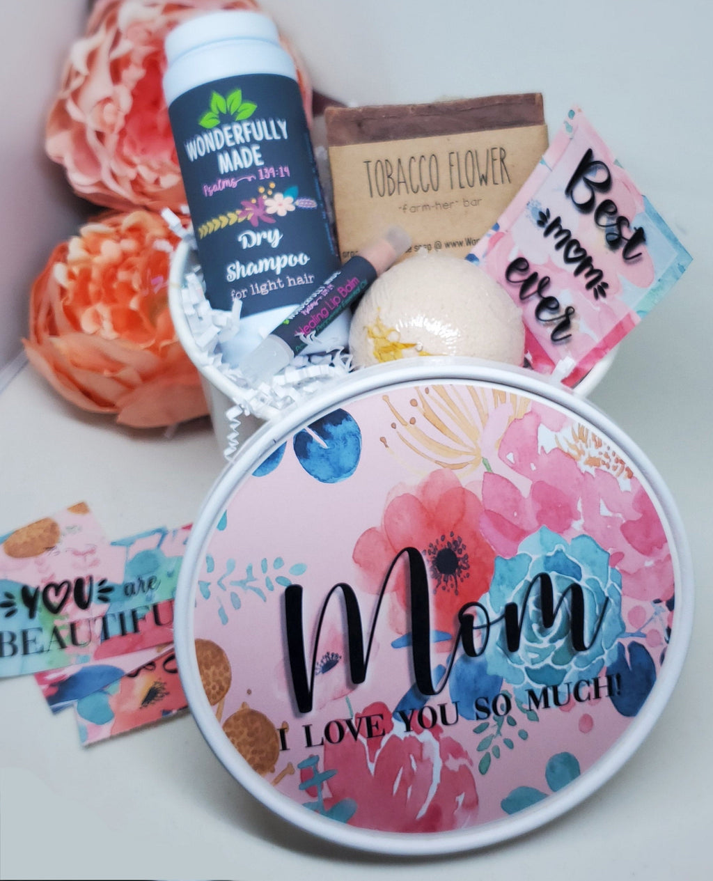 Personalized Organic Spa Gift Bundle with Custom Engraved Lid & Bath Essentials