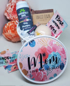 Personalized Organic Spa Gift Bundle with Custom Engraved Lid & Bath Essentials