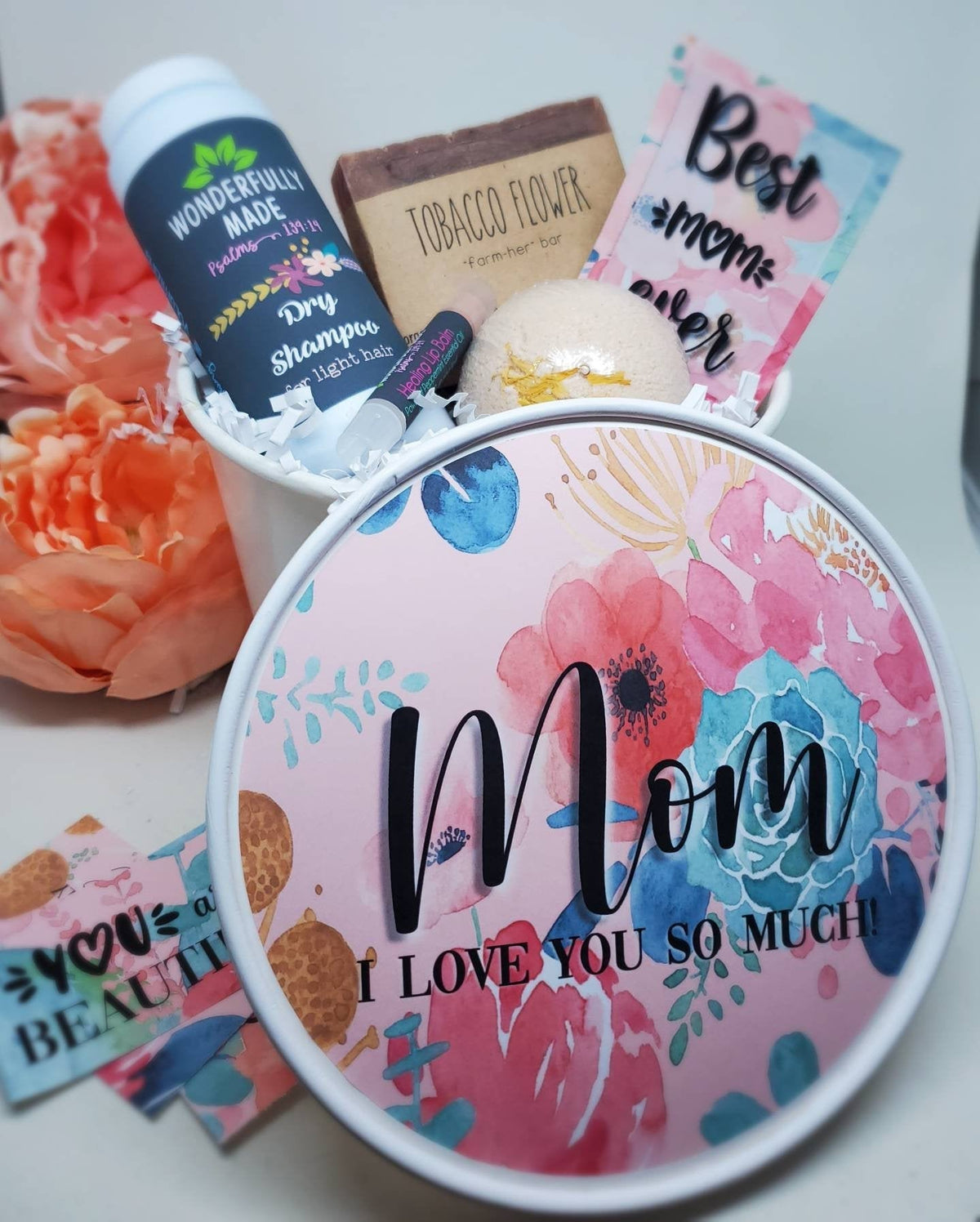 Personalized Organic Spa Gift Bundle with Custom Engraved Lid & Bath Essentials
